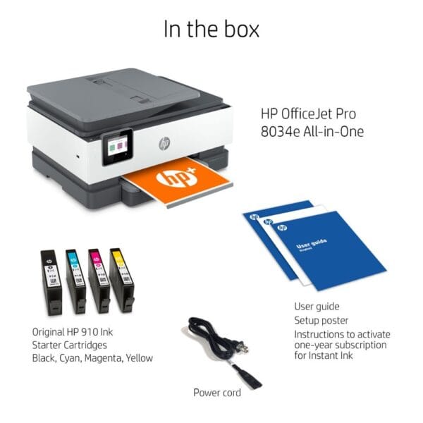 AS6 Refurbished HP - OfficeJet Pro 8034e Wireless All-In-One Inkjet Printer - White - Image 2